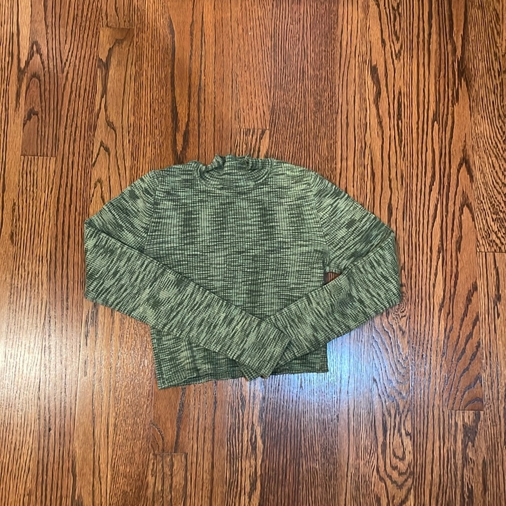 Pacsun Green Cropped Mockneck Long Sleeve